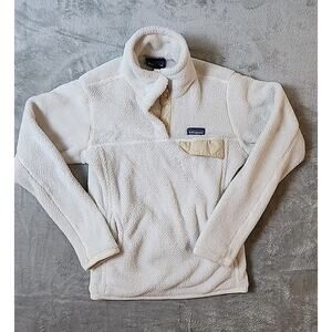 Patagonia Pullover Womens Medium White Fleece T-Snap Sweater Fleece